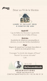 Menu du Diner au fil de la montée