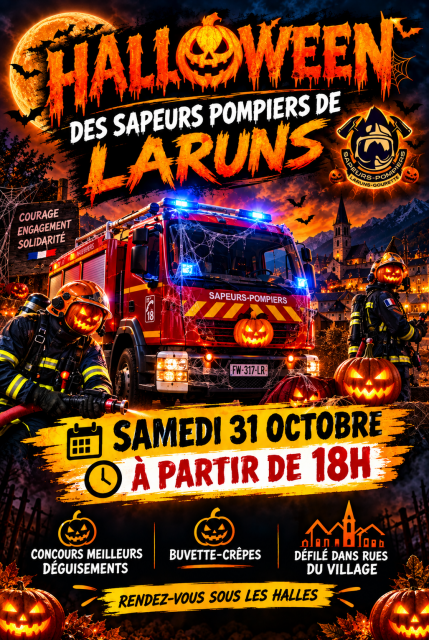 Affiche Halloween des Sapeurs-Pompiers de Laruns