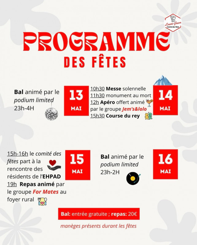 Programme des fêtes de Louvie MAY2026
